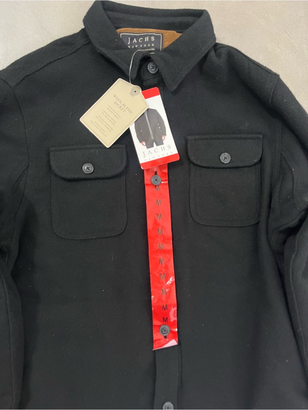 Jachs New York Wool Blend Sherpa Lined Shirt Jacket Black Size Medium NWT - Picture 5 of 7